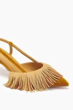 ULLA JOHNSON Shira Fringe Sling Back - Sunsprite Colorblock -Chic Clothing Store FA231002 FRINGESLINGBACK MARIGOLD SIERRA c r web