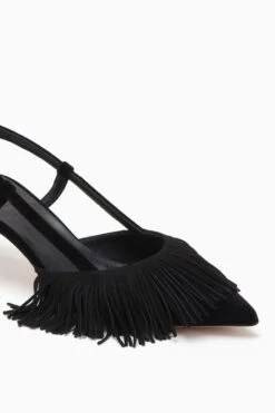 ULLA JOHNSON Shira Fringe Sling Back - Noir 10 ULLA JOHNSON Shira Fringe Sling Back - Noir -Chic Clothing Store FA231002 FRINGESLINGBACK NOIR c r web