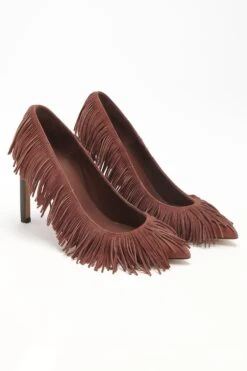 ULLA JOHNSON Inez Fringe High Heel - Mahogany -Chic Clothing Store FA231004 INEZ FRINGE HIGH HEEL MAHOGANY WEB UPDATE 01