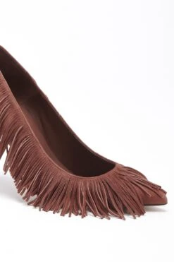 ULLA JOHNSON Inez Fringe High Heel - Mahogany -Chic Clothing Store FA231004 INEZ FRINGE HIGH HEEL MAHOGANY WEB UPDATE 02