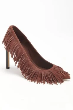 ULLA JOHNSON Inez Fringe High Heel - Mahogany -Chic Clothing Store FA231004 INEZ FRINGE HIGH HEEL MAHOGANY WEB UPDATE 03