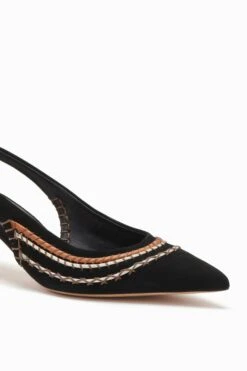 ULLA JOHNSON Antonia Sling Back - Noir -Chic Clothing Store FA231008 SLING BACK WITH STITCH DETAIL NOIR c r web CORRECT VERSION