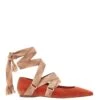ULLA JOHNSON Arlo Ribbon Ballet Flat - Redwood -Chic Clothing Store FA231017 RIBBON BALLET AMBER VELVET a r UPDATE