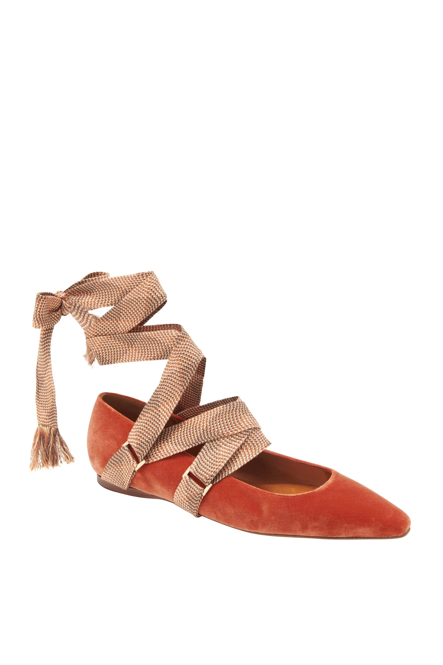 ULLA JOHNSON Arlo Ribbon Ballet Flat - Redwood 5 ULLA JOHNSON Arlo Ribbon Ballet Flat - Redwood - Image 3