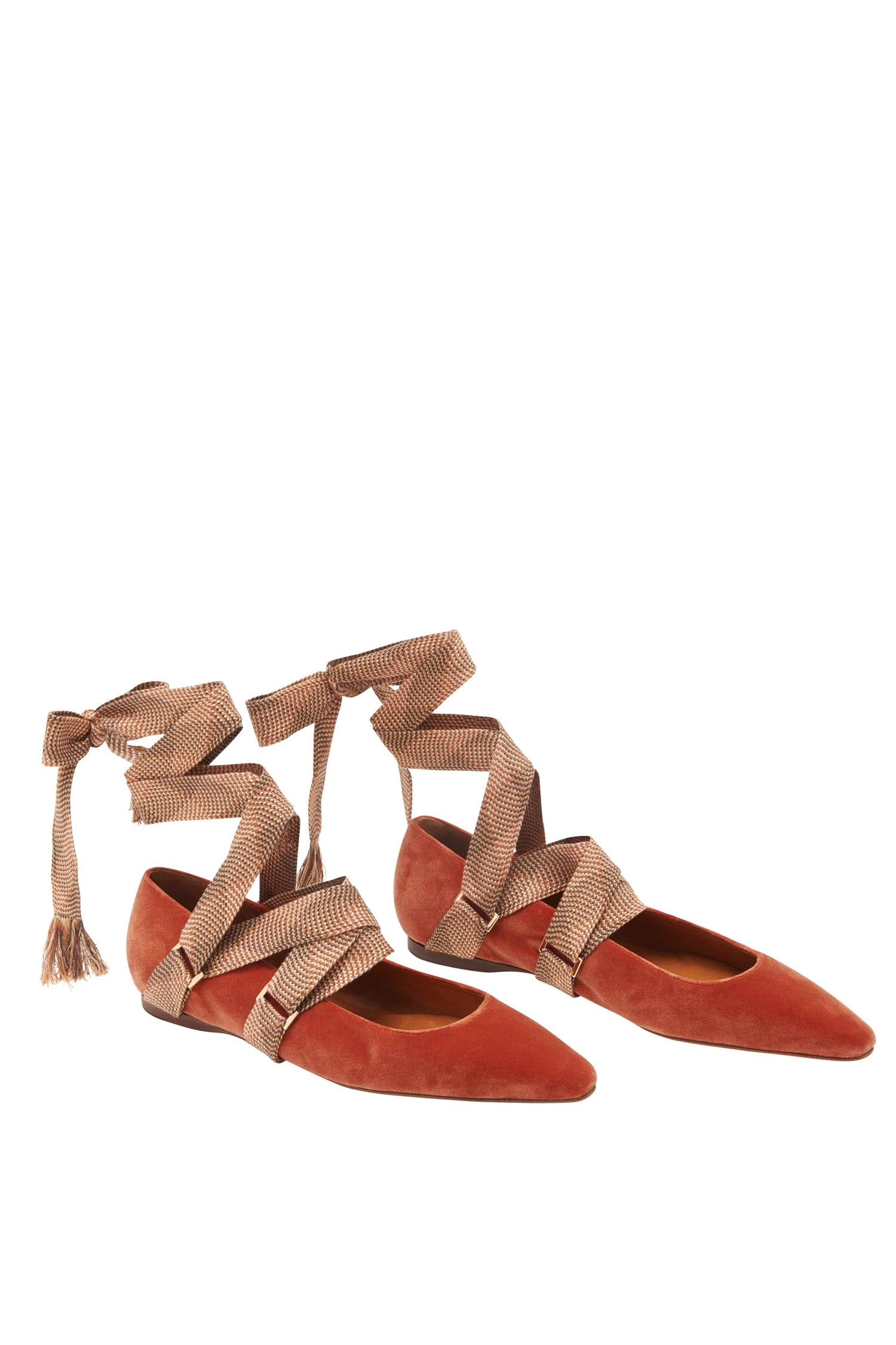 ULLA JOHNSON Arlo Ribbon Ballet Flat - Redwood 6 ULLA JOHNSON Arlo Ribbon Ballet Flat - Redwood - Image 4