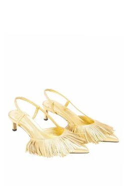 ULLA JOHNSON Shira Fringe Sling Back - Gold -Chic Clothing Store FA231025 SHIRA FRINGE SLING BACK GOLD c UPDATE