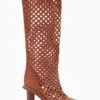ULLA JOHNSON Hannah Woven Leather High Heel Boot - Sierra -Chic Clothing Store PF231004 HannahWovenLeatherHighHeelBoot SIERRA a r web