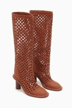 ULLA JOHNSON Hannah Woven Leather High Heel Boot - Sierra 9 ULLA JOHNSON Hannah Woven Leather High Heel Boot - Sierra -Chic Clothing Store PF231004 HannahWovenLeatherHighHeelBoot SIERRA d r web