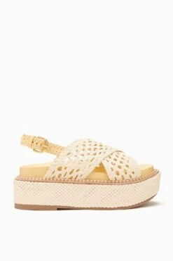 ULLA JOHNSON Gili Woven Leather Flatform - Transparent Yellow