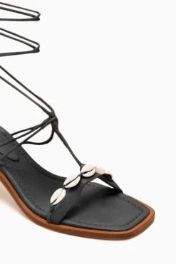 ULLA JOHNSON Nicolette Shell Laceup High Heel - Noir -Chic Clothing Store PF231014 ShellLace UpHighHeel Noir c r web