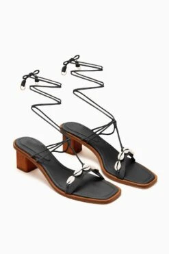 ULLA JOHNSON Nicolette Shell Laceup High Heel - Noir -Chic Clothing Store PF231014 ShellLace UpHighHeel Noir d r web