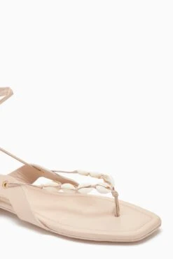 ULLA JOHNSON Romina Shell Laceup Sandal - Powder -Chic Clothing Store PF231016 ShellLace UpFlat Powder c r web 53873f25 1f6b 404e aa10 34aa20aac8f6