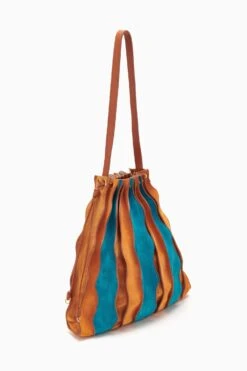 ULLA JOHNSON Adria Large Pleated Wave Bag - Montego Colorblock 8 ULLA JOHNSON Adria Large Pleated Wave Bag - Montego Colorblock -Chic Clothing Store PF231124 LargePleatedBag Sundew Teal Sierra b r web