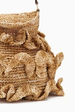 ULLA JOHNSON Ruffled Tulip Basket - Natural -Chic Clothing Store PF231135 RuchedTulipBucketBag Natural c r web