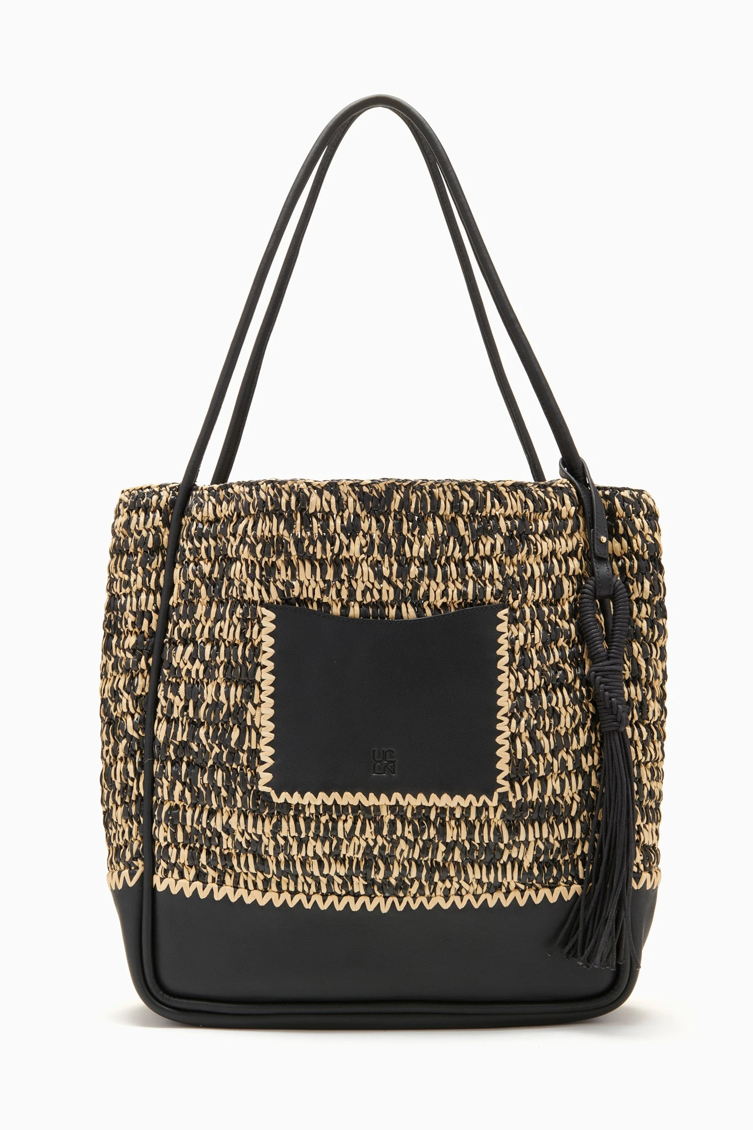 ULLA JOHNSON Maya Raffia Tote - Noir Melange 2 ULLA JOHNSON Maya Raffia Tote - Noir Melange