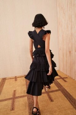 ULLA JOHNSON Aurore Dress - Noir -Chic Clothing Store SHOT 132 0165 ulla johnson black aurore dress noir UJ view 3