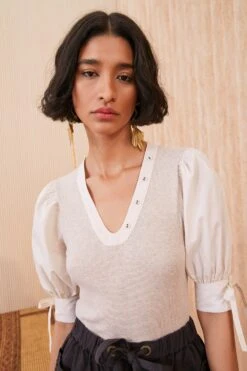 ULLA JOHNSON Pia Top - Oatmeal -Chic Clothing Store SHOT 137 0146 ulla johnson white pia top oatmeal UJ99 view 7