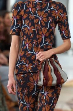 ULLA JOHNSON Adria Small Pleated Wave Bag - Agave Colorblock -Chic Clothing Store UJ AW23 look37B ArmandoGrillo