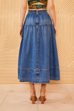 ULLA JOHNSON The Astrid Skirt - Danube Medium Indigo Wash -Chic Clothing Store ULLA JOHNSON ASTRID SKIRT DANUBE 0015