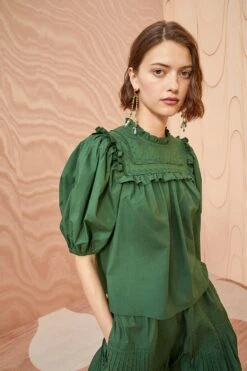 ULLA JOHNSON Adeline Top - Juniper 11 ULLA JOHNSON Adeline Top - Juniper -Chic Clothing Store ULLA JOHNSON Adeline Top JUNIPER 05