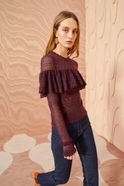 ULLA JOHNSON Augustina Pullover - Mahogany -Chic Clothing Store ULLA JOHNSON Augustina Pullover MAHOGANY 05