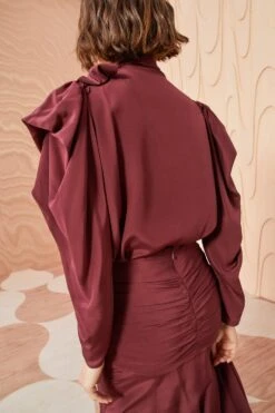 ULLA JOHNSON Brea Blouse - Mahogany -Chic Clothing Store ULLA JOHNSON Brea Blouse MAHOGANY 0193