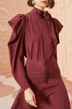 ULLA JOHNSON Brea Blouse - Mahogany -Chic Clothing Store ULLA JOHNSON Brea Blouse MAHOGANY 02 ALT