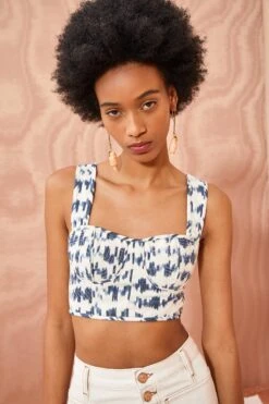 ULLA JOHNSON Carisia Top - Indigo Ikat -Chic Clothing Store ULLA JOHNSON Carisia Top INDIGO IKAT 03