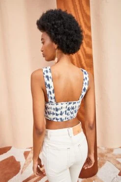 ULLA JOHNSON Carisia Top - Indigo Ikat -Chic Clothing Store ULLA JOHNSON Carisia Top INDIGO IKAT 04