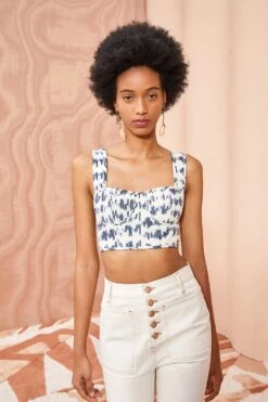ULLA JOHNSON Carisia Top - Indigo Ikat -Chic Clothing Store ULLA JOHNSON Carisia Top INDIGO IKAT 05