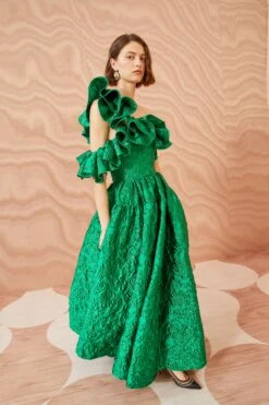 ULLA JOHNSON Cosima Gown - Emerald -Chic Clothing Store ULLA JOHNSON Cosima Gown EMERALD 0060