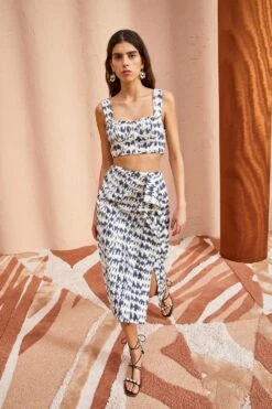 ULLA JOHNSON Ember Skirt - Indigo Ikat -Chic Clothing Store ULLA JOHNSON Ember Skirt INDIGO IKAT 03