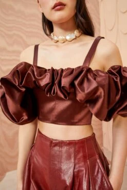 ULLA JOHNSON Fia Top - Mahogany 9 ULLA JOHNSON Fia Top - Mahogany -Chic Clothing Store ULLA JOHNSON Fia Top MAHOGANY 02 ALT