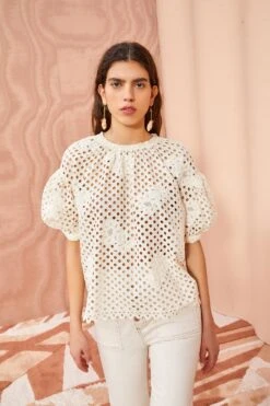 ULLA JOHNSON Grace Top - Pearl -Chic Clothing Store ULLA JOHNSON Grace Top PEARL 03