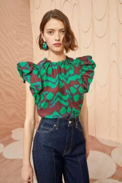 Best Seller 7 ULLA JOHNSON Iren Top - Malachite