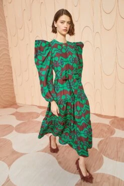 ULLA JOHNSON Kassandra Dress - Malachite -Chic Clothing Store ULLA JOHNSON Kassandra Dress MALACHITE 03