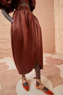 ULLA JOHNSON Maxine Skirt - Mahogany -Chic Clothing Store ULLA JOHNSON Maxine Skirt MAHOGANY 0108