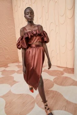 ULLA JOHNSON Maxine Skirt - Mahogany -Chic Clothing Store ULLA JOHNSON Maxine Skirt MAHOGANY 0175