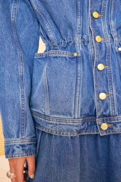 ULLA JOHNSON The Odette Jacket - Danube Medium Indigo Wash 11 ULLA JOHNSON The Odette Jacket - Danube Medium Indigo Wash -Chic Clothing Store ULLA JOHNSON ODETTE JACKET DANUBE 0148