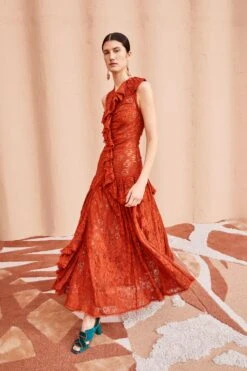 ULLA JOHNSON Odile Dress - Paprika -Chic Clothing Store ULLA JOHNSON Odile Dress PAPRIKA 01 MAIN