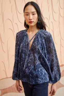 ULLA JOHNSON Pauline Blouse - Marine -Chic Clothing Store ULLA JOHNSON Pauline Blouse MARINE 0039