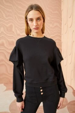 ULLA JOHNSON Pilar Pullover - Noir -Chic Clothing Store ULLA JOHNSON Pilar Pullover NOIR 05