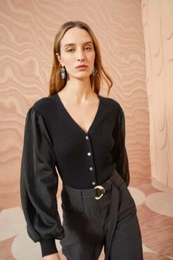 ULLA JOHNSON Quinn Cardigan - Noir -Chic Clothing Store ULLA JOHNSON Quinn Cardigan NOIR 0128