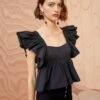 ULLA JOHNSON Romi Top - Noir -Chic Clothing Store ULLA JOHNSON Romi Top NOIR 01 MAIN