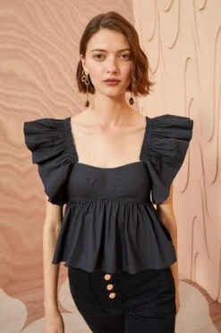 ULLA JOHNSON Romi Top - Noir -Chic Clothing Store ULLA JOHNSON Romi Top NOIR 03