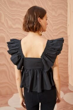 ULLA JOHNSON Romi Top - Noir -Chic Clothing Store ULLA JOHNSON Romi Top NOIR 04