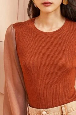 ULLA JOHNSON Sabrina Pullover - Redwood 10 ULLA JOHNSON Sabrina Pullover - Redwood -Chic Clothing Store ULLA JOHNSON Sabrina Pullover REDWOOD 0100