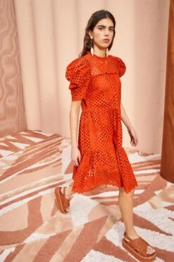 ULLA JOHNSON Simone Dress - Terracotta -Chic Clothing Store ULLA JOHNSON Simone Dress TERRACOTTA 03