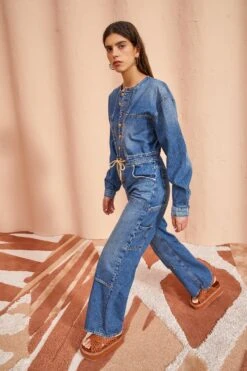 ULLA JOHNSON The Stevie Jumpsuit - Danube Medium Indigo Wash -Chic Clothing Store ULLA JOHNSON The Stevie DANUBE MEDIUM INDIGO WASH 03