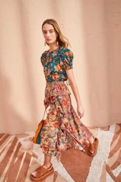 ULLA JOHNSON Ursa Skirt - Coral Bloom -Chic Clothing Store ULLA JOHNSON Ursa Skirt CORAL BLOOM 0019